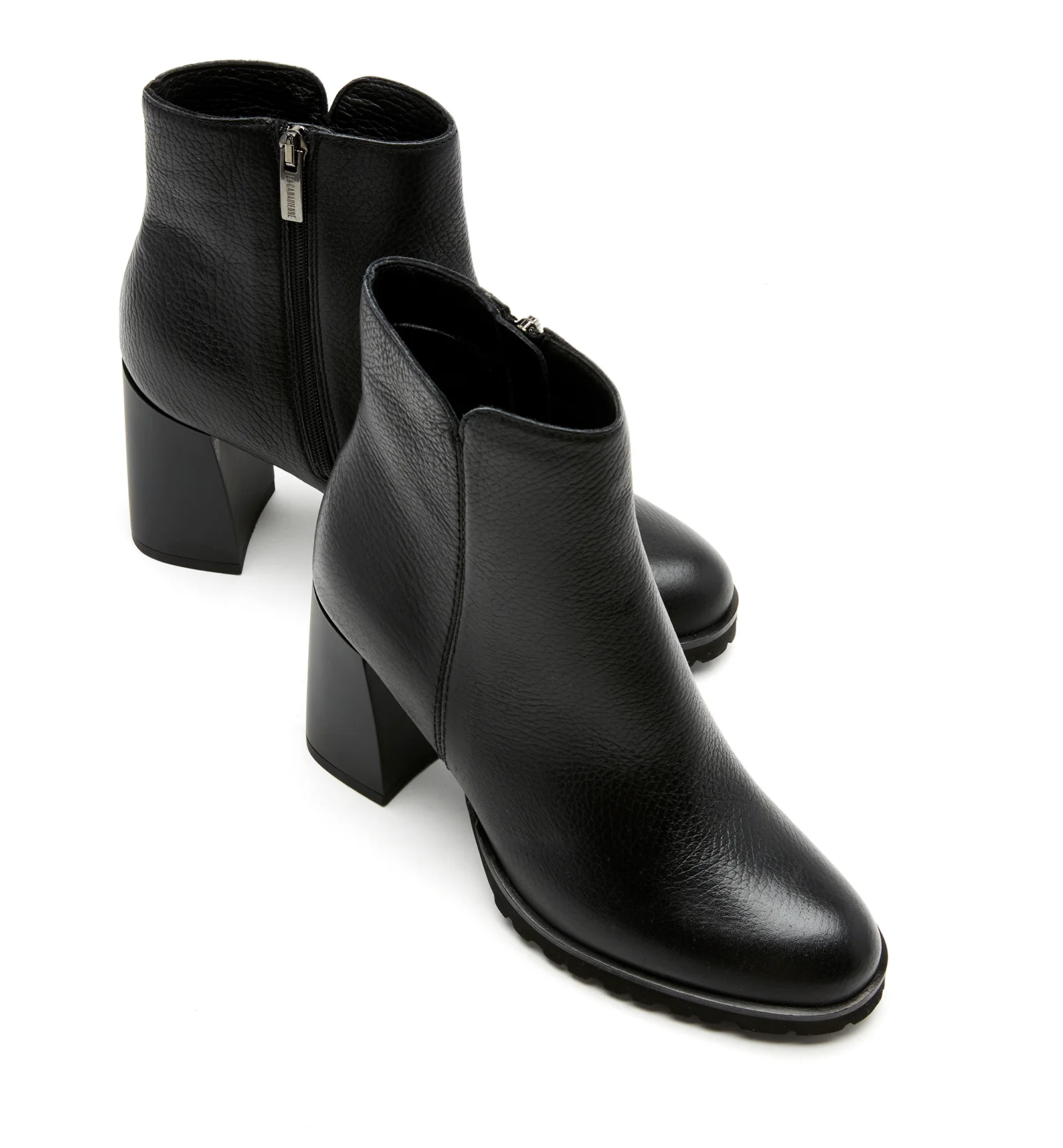 MAGGIE PEBBLED LEATHER HEEL BOOTIE - Image 3