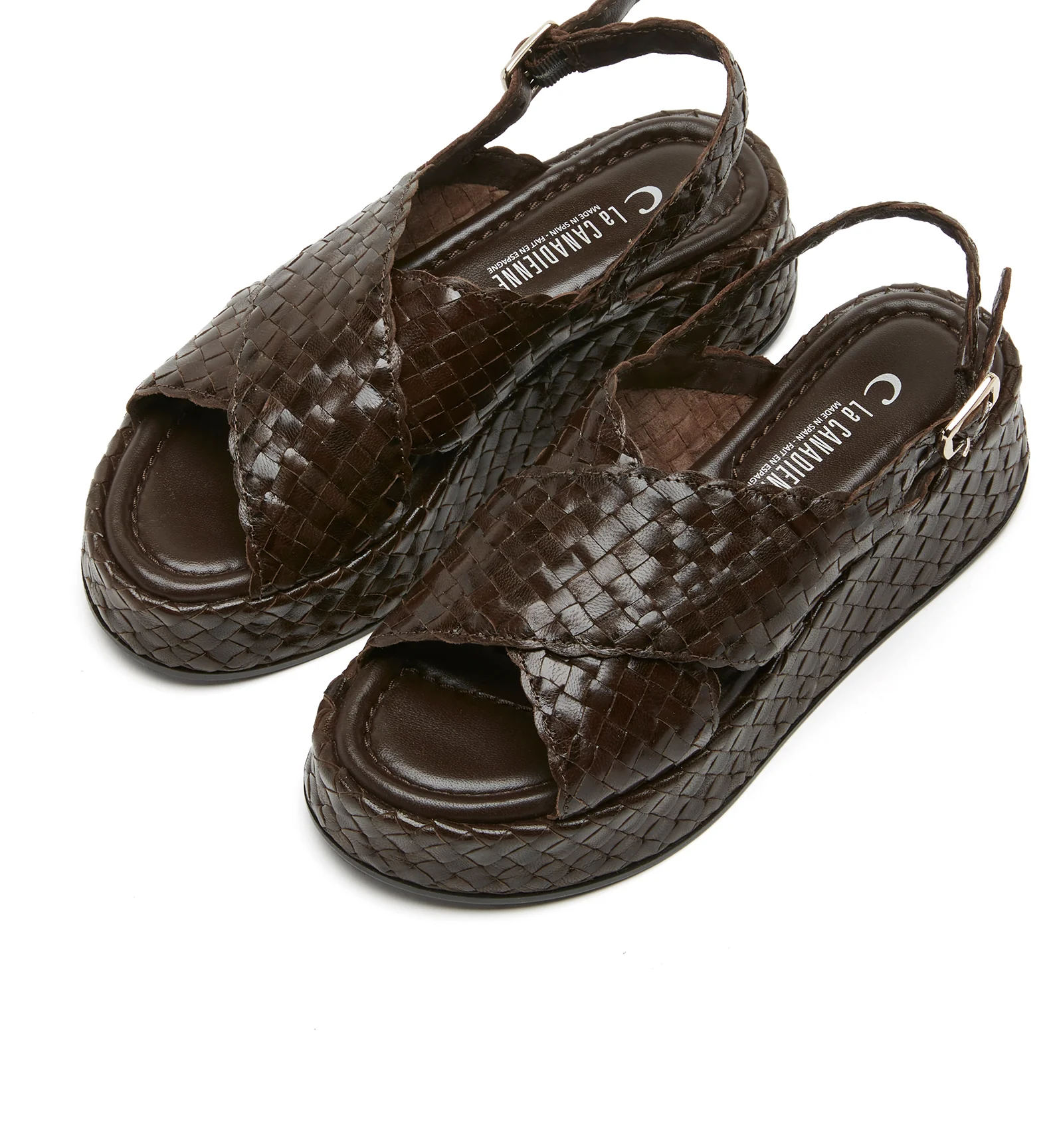 PAULETTE WOVEN LEATHER WEDGE SANDAL - Image 3