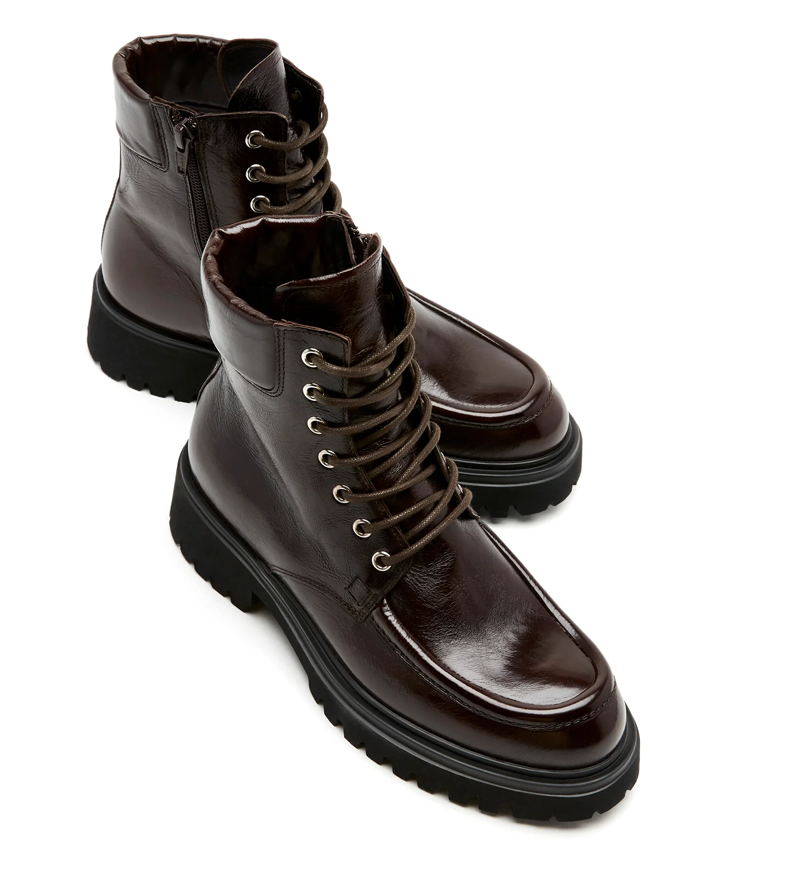 RAYA CRINKLE LEATHER LACE UP BOOTIE - Image 3