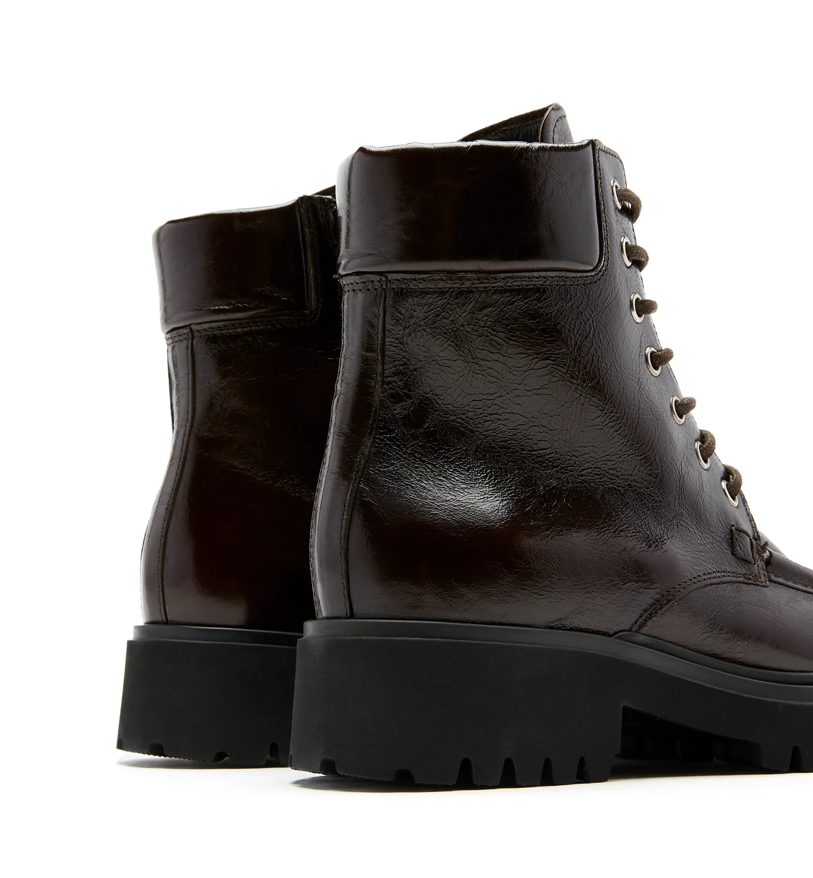 RAYA CRINKLE LEATHER LACE UP BOOTIE - Image 4