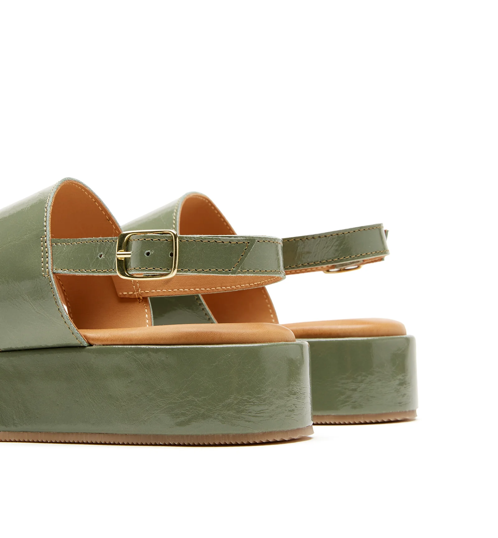 SARAI CRUSHED LEATHER PLATFORM SANDAL - Image 3