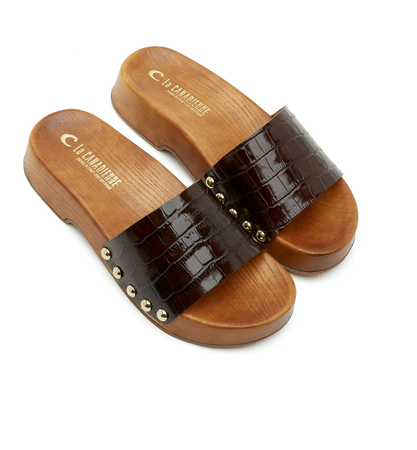 SOLSTICE LEATHER CROCO PRINT CLOG SANDAL - Image 3